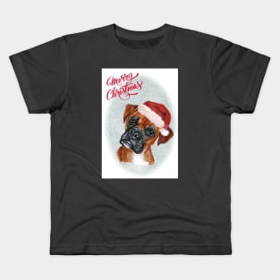 Boxer Dog Merry Christmas Santa Dog Kids T-Shirt